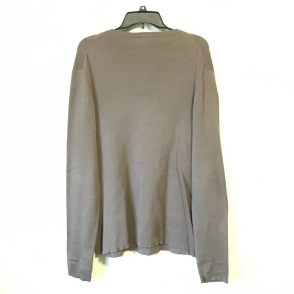 Club Monaco Long Brown Cotton Blend Knit V-Neck Sweater - Picture 4 of 14